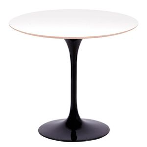 Mesa Saarinen Redonda Fórmica Branca 124cm - Base Preta