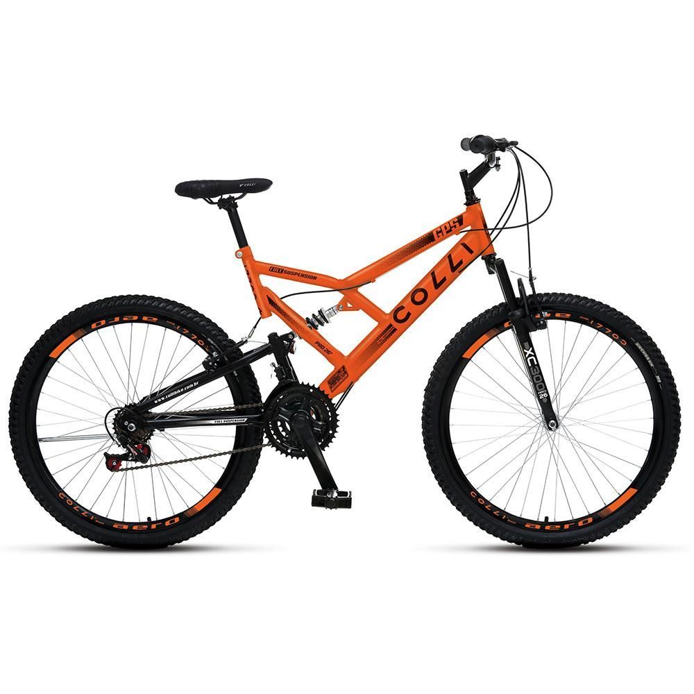 Bicicleta Colli GPS Aro-26 Com Dupla Suspensão, 36 Raias, 21 Marchas e  Freios V-Brake - Laranja