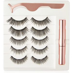 Kit 5 Pares Cílios Postiços Magnéticos Com Pinça E Delineador