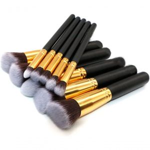 Conjunto De Pincéis De Maquiagem Sunshine Smile, Conjunto De 10 Pçs Pincel Preto/Dourado