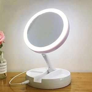 Espelho Luz Led Dobrável Portátil - Aiker - Redondo