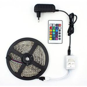 Fita Led Rgb 5050 Rolo 5M Com Fonte 12V 5A E Controle Remoto