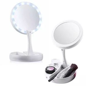 Espelho De Luz Led Dobrável Aumenta 10X P/Maquiagem Portátil