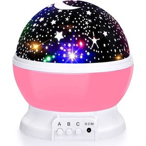 Projetor De Luz Noturna Estrelada, Luzes De Bebê Com 4 Lâmpadas De Led, 8 Mudanças De Cor Rosa