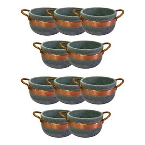 Kit 10 Cumbucas Alça De Cobre Pedra Sabão Caldo Sopa 500ml