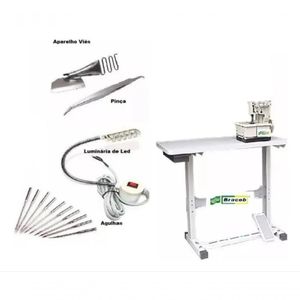 Galoneira Bracob 3 Agulhas Com Mesa + Kit Peças 110v