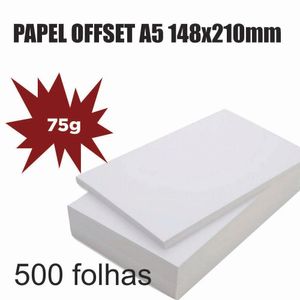 Papel Offset 75g 500 Folhas A5 Branco Sulfite 210x148mm