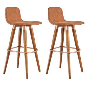 Kit 2 Banquetas Altas Luxo Linea Aço Cobre Linho Terracota