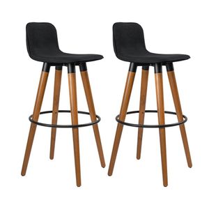 Kit 2 Banquetas Altas Luxo Aço Preto Linho Preto Preto