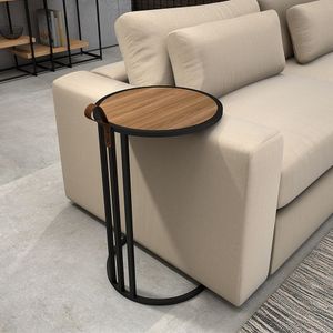Mesa De Apoio Industrial Supreme Alça De Couro Freijó Marrom