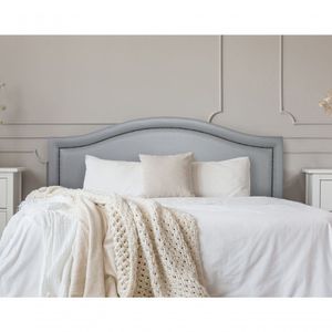 Cabeceira Queen Curva Luxo 160x60 Courino Cinza - Tachas Fumê