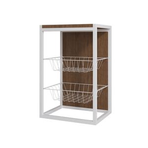 Fruteira Vertical De Parede Imbuia/Branco Branco Com Imbuia