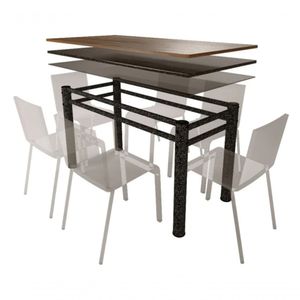 Base Retangular P/Mesa Jantar Vidro Madeira Texturizado