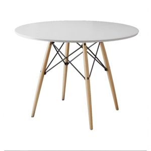 Mesa Eiffel Wood Tampo De Madeira 90cm Cordotampo:Branco