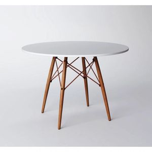 Mesa Eiffel Wood Cobre Tampo De Madeira 90cm Tampo:Branco