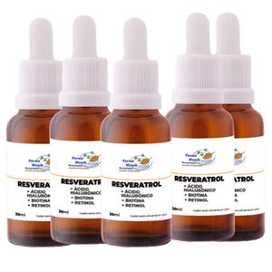 Kit 5 Frascos Resvera Mundi Suplemento Em Gotas 30Ml (Cada)