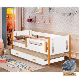 Bicama Infantil Mirela E Colchões Branco/mel Branco
