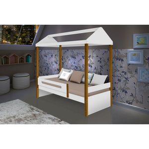 Cama Montessoriana Infantil Sara Branco/amêndoa Branco