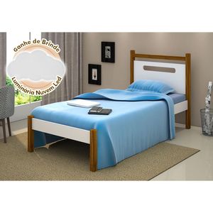 Cama De Solteiro Design Eloa Branco Com Amêndoa Branco