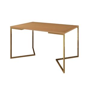 Mesa De Jantar Industrial Retangular Canela 137X90Cm Base V Dourada
