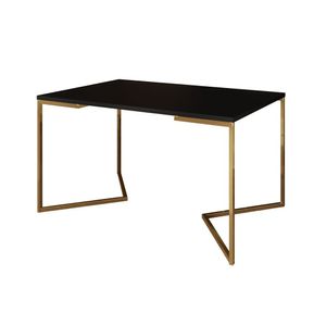 Mesa De Jantar Industrial Retangular Preta 120X75Cm Base V Dourada