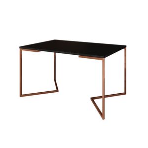 Mesa Jantar Industrial Retangular 137X90Cm Preta Base Cobre V