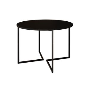 Mesa Jantar Industrial Redonda Preta Base V Ferro Preto Tampo 110Cm