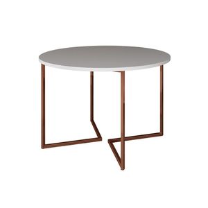 Mesa Jantar Industrial Branca Base Cobre V Tampo 110Cm Redondo