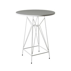 Mesa Bistrô Alta Eames Eiffel 60Cm Branca Base Ferro Branco