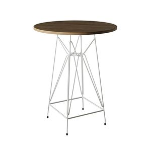Mesa Bistrô Alta Eames Eiffel 60Cm Amêndoa Base Ferro Branco