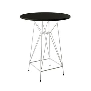 Mesa Bistrô Alta Eames Eiffel 60Cm Preta Base Ferro Branco