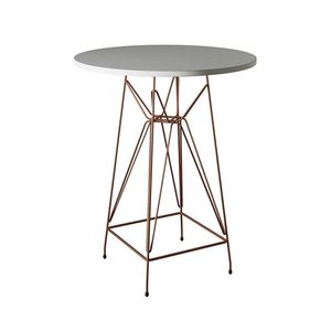 Mesa Bistrô Alta Eames Eiffel 60Cm Branca Base Ferro Cobre