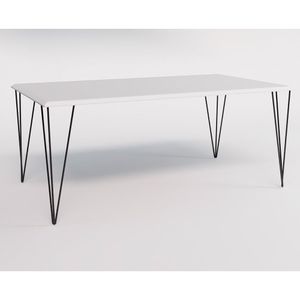 Mesa Eames Clips De Ferro Preto Tampo Retangular Branco 135X75
