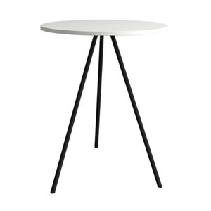 Mesa Lateral Gabriela Preta Tampo De Madeira Branco