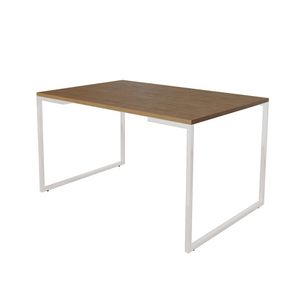 Mesa De Jantar Industrial Base Ferro Branco Tampo 137X90 Amêndoa