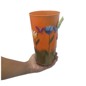 Vaso Jardim Borboleta Flor De Ferro Laranja (Sybo-G7)