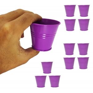 Balde Cachepot De Metal P/ Mesa Festa Mini Roxo Kit C/12