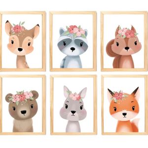 Quadro Infantil Safari Flor 6 Un A4 Vidro E Pendurador