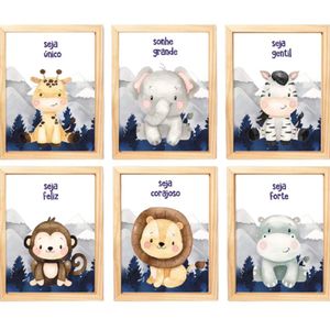 Quadro Infantil 6 Un A4 Vidro E Pendurador