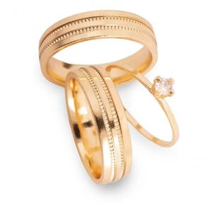 Par De Alianças Banhada Ouro 18k 5mm Com Dois Frisos