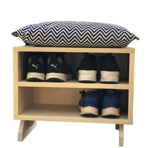 Sapateira Puff Chevron Preto E Branco