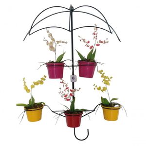 Suporte Plantas Guarda Chuva Preto 5 Vasos