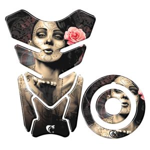 Adesivo Protetor Tanque E Bocal Moto Yamaha Caveira Mexicana Caveira Mexicana Com Flor