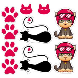 Mini Kit Adesivo Para Capacete Patinha Rosa