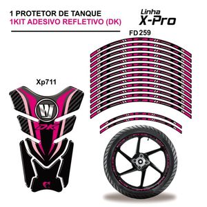 Combo Protetor Adesivo Tanque E Aro Moto Haojue Dk 150 Rosa Cor Rosa E Preto