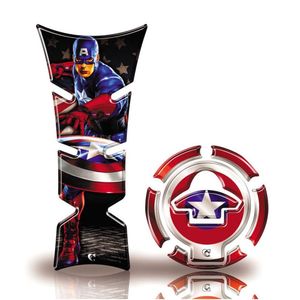 Kit Protetor De Tanque E Bocal Moto Yamaha Capitão América Acima 2018 Preto