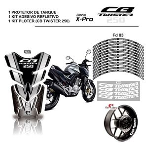 Kit Com 3 Itens Cb Twister - Protetor Tanque Roda E Aro Preto