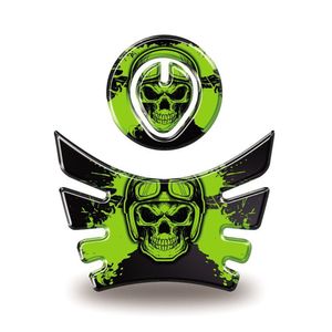 Kit Adesivo Protetor De Tanque Moto Bros Honda Ano Até 2015 Cores E Modelos Caveira Verde E Preta