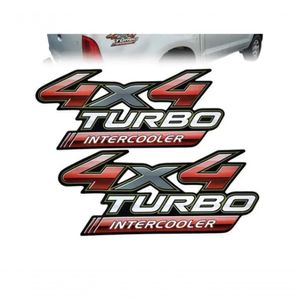 Par De Emblema Lateral Hilux 4X4 Turbo Intercooler Vermelho