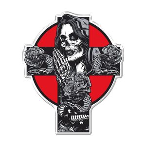 Adesivo Decorativo Em Relevo Fácil Aplicação Crucifixo Caveira Cor Branco